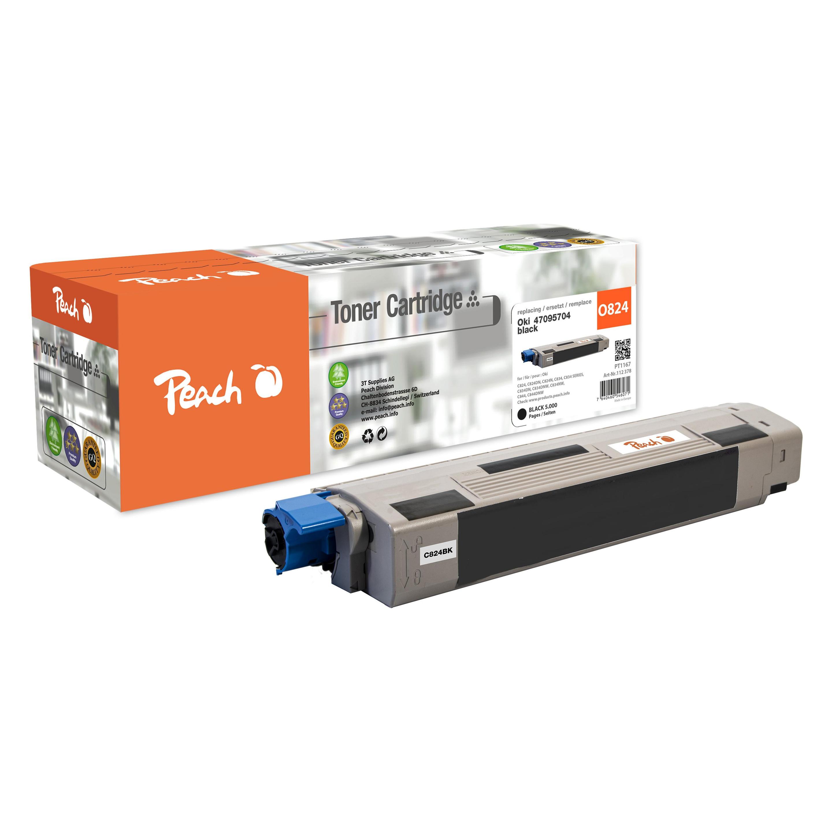 Peach Tonermodul schwarz ersetzt Oki 47095704 (54685918)