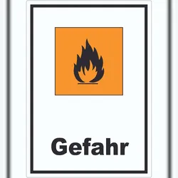 HB-Druck Aufkleber Gefahrensymbol Entzündbar Gefahr Brand Flamme A8 (52x74mm)