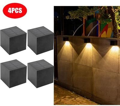 Uplift Picks Solar Wall Light Outdoor LED Waterproof Garden Fence Decorative Lamp 4 Pcs