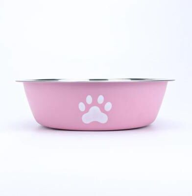 Inspired Living Non Slip Stainless Steel Dog Bowl For Food And Water pink 11cm