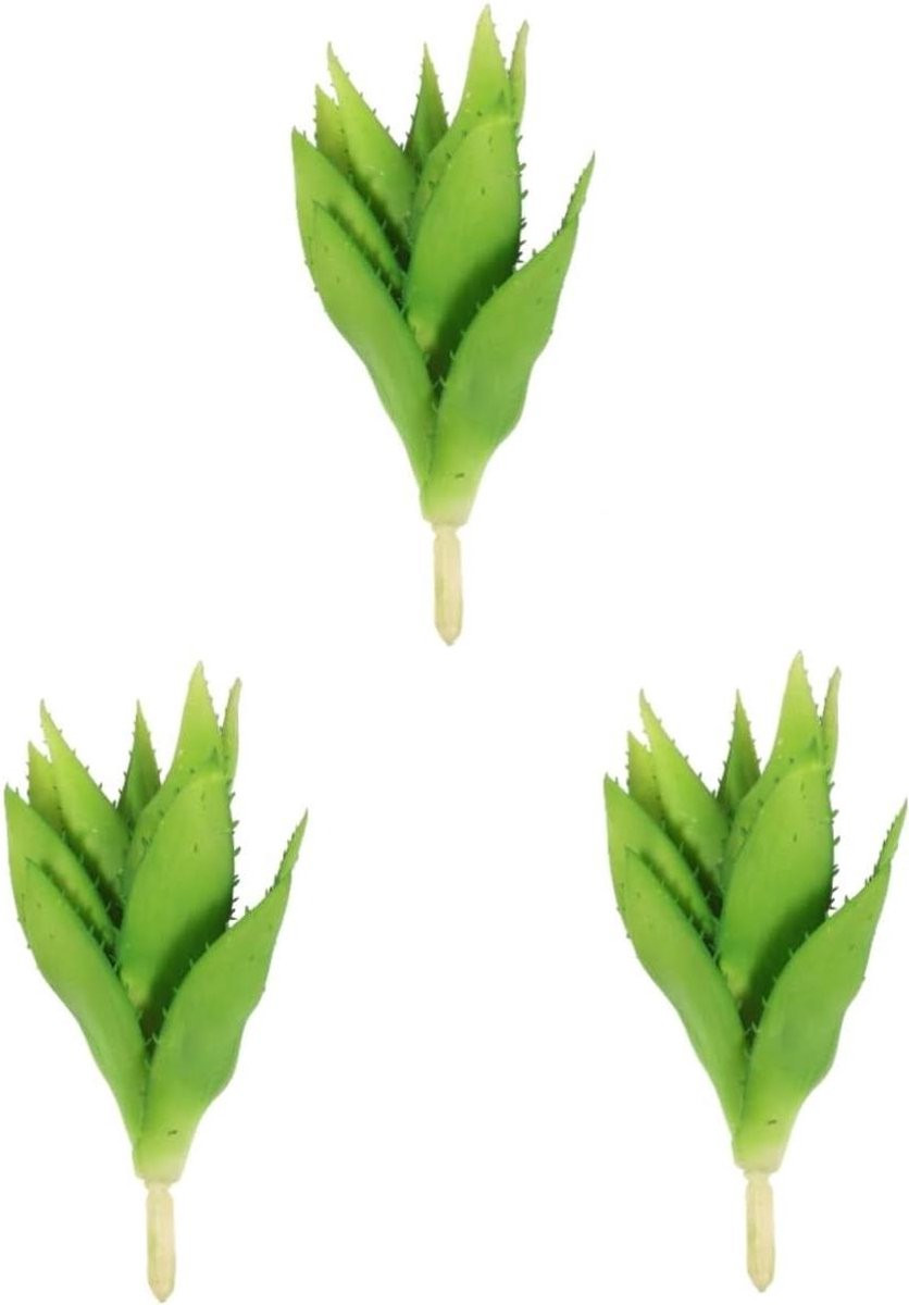 Set van 3 realistische kunstvetplanten in pot, groen