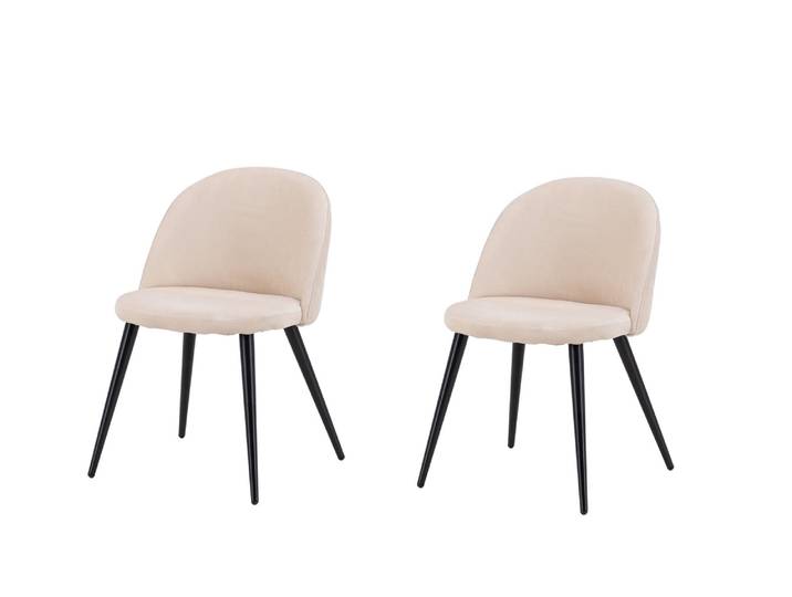 Esszimmerstuhl VENTURE HOME Velvet Stitches, 2er-Set Esszimmerstühle in Mikrofaser-Grau, 150 kg , beige (beige, schwarz, schwarz, beige), B:50cm H:76cm T:55cm, Holzwerkstoff, Polyester, Schaumstoff, Stahl, Stühle, Esszimmerstuhl, Polsterstuhl, weicher Bezug, Steppung, schwarzes Eisen, edel