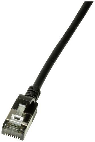 LogiLink CQ9033S RJ45 Patchkabel CAT 6a U/FTP 1.00 m Schwarz extrem dünn, Flammwidrig, Flexibel, Folienschirm, Halogenfrei, mit Rastnasenschutz