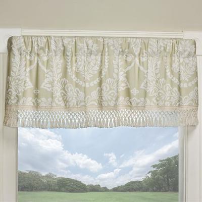 Beatrice Home-Exclusives Timeless Fringed Valance Sage 60 x 18, 60 x 18, Sage