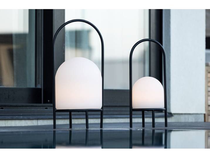Outdoor-Tischlampe „Cassy“ – wetterfest aus Stahl & Kunststoff in zwei Größen - Schwarz - Groß - Luxusbetten24