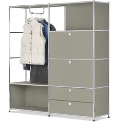 Tchibo - Garderobe Metall »Cn3« mit 2 Klappenfächern und 2 Schubladen - 152x40x158,5cm - hellgrau -