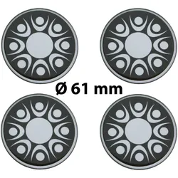 4 x Ø 61 mm Polymere Aufkleber / Stern-Optik / Nabenkappen, Felgendeckel