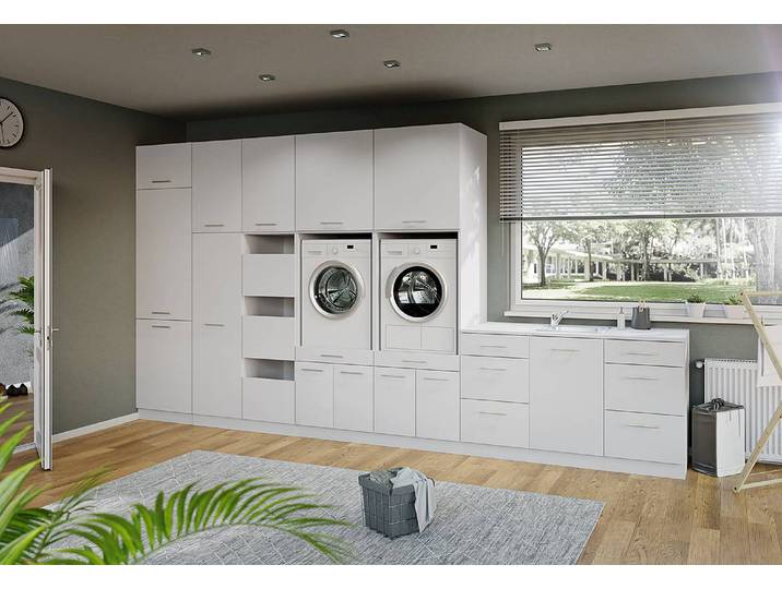 Meuble haut - 1 porte 50 x 162 x 68cm Blanc/Blanc