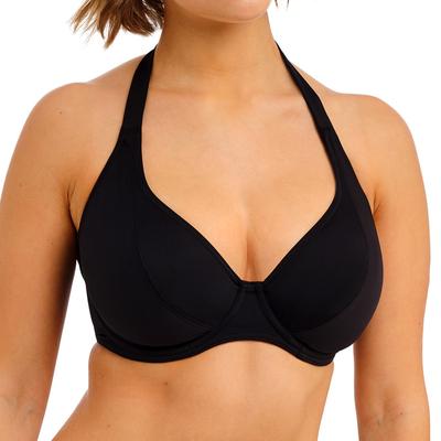 Jewel Cove Underwire Halter Bikini Top by Freya Swim in Plain Black (Size 38 G)