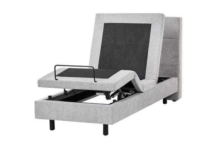 Beliani Bett verstellbar 80/200 cm Stoff Hellgrau Viceroy, 80x200 cm, Schlafzimmer, Betten