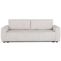 Casapy, Sofa + Bettsofa, Schlafsofa - 3-Sitzer - PHARELL - Beigefarbener Cordstoff - Stauraum - 231 x 84 x 91 cm (3-Sitzer)