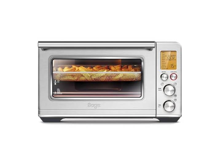 Sage The Smart Oven Air Fryer\, Acier Inoxydable Brossé Four 22L\, 10 Fonctions Dont Air Fryer\, Jusqu'à 230°C\, Element iQ PID; Toaster 6 Tranches\, Pizza 30cm et Convection 2 Vitesses
