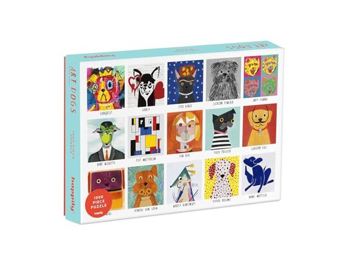 Art Dogs Legpuzzel van 1000 stukjes voor volwassenen, premium 100% gerecycled bord, 1000 stukjes voor volwassenen, hondenliefhebber cadeau, Happily legpuzzels