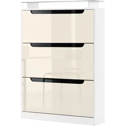 SCHUHSCHRANK Space Creme Hochglanz / Schwarz Hochglanz