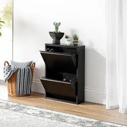 Schuhkipper Sokndal mit 2 Klappen Schwarz [en.casa]