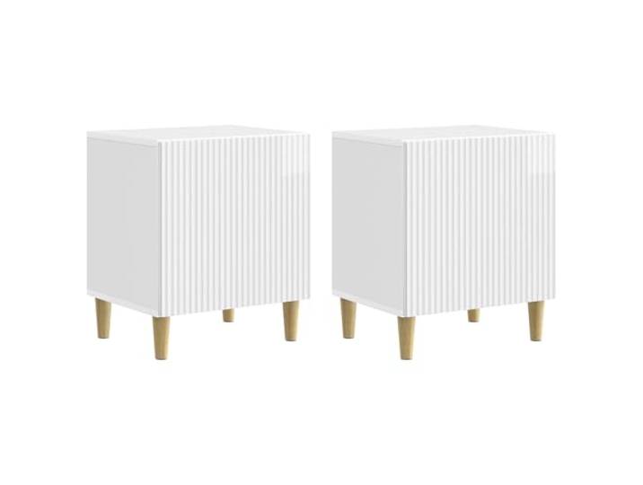 Fisinber Nachttisch 2er Set Hochglanz Weiß 43x34,5x50 cm Holzwerkstoff Kompakte Beistelltische fürs Schlafzimmer mit Tür und Fach, bringen stilvollen Stauraum direkt neben das Bett.
