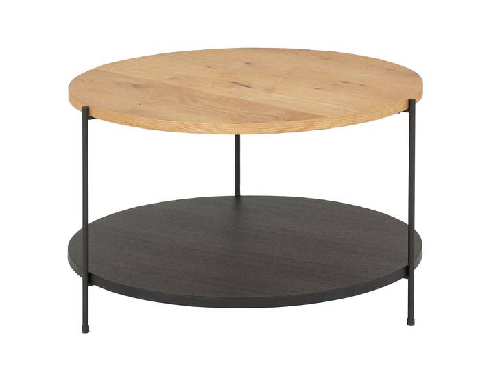 Table basse plaquée Mepoto Ø 70cm Marron/Chêne