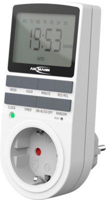 Wochenzeitschaltuhr Ansmann AES4, digital, 12/24 h Format, 10 Programme, 1-fach, ohne Batterien, Kunststoff, weiß