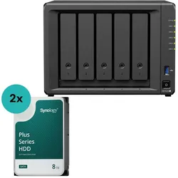Synology DiskStation DS1525+ 5 Einschübe NAS-Server Leergehäuse (DS1525+) + 2x Plus 3.5... (2 x 8 TB), NAS
