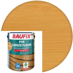Baufix Holzlasur PUR-Langzeitlasur, 5,0l, innen & außen, wetterfest, eiche hell