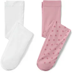 Tchibo - 2 Kinder-Feinstrumpfhosen - Baby - Gr. 86/92 - weiß/geblümt