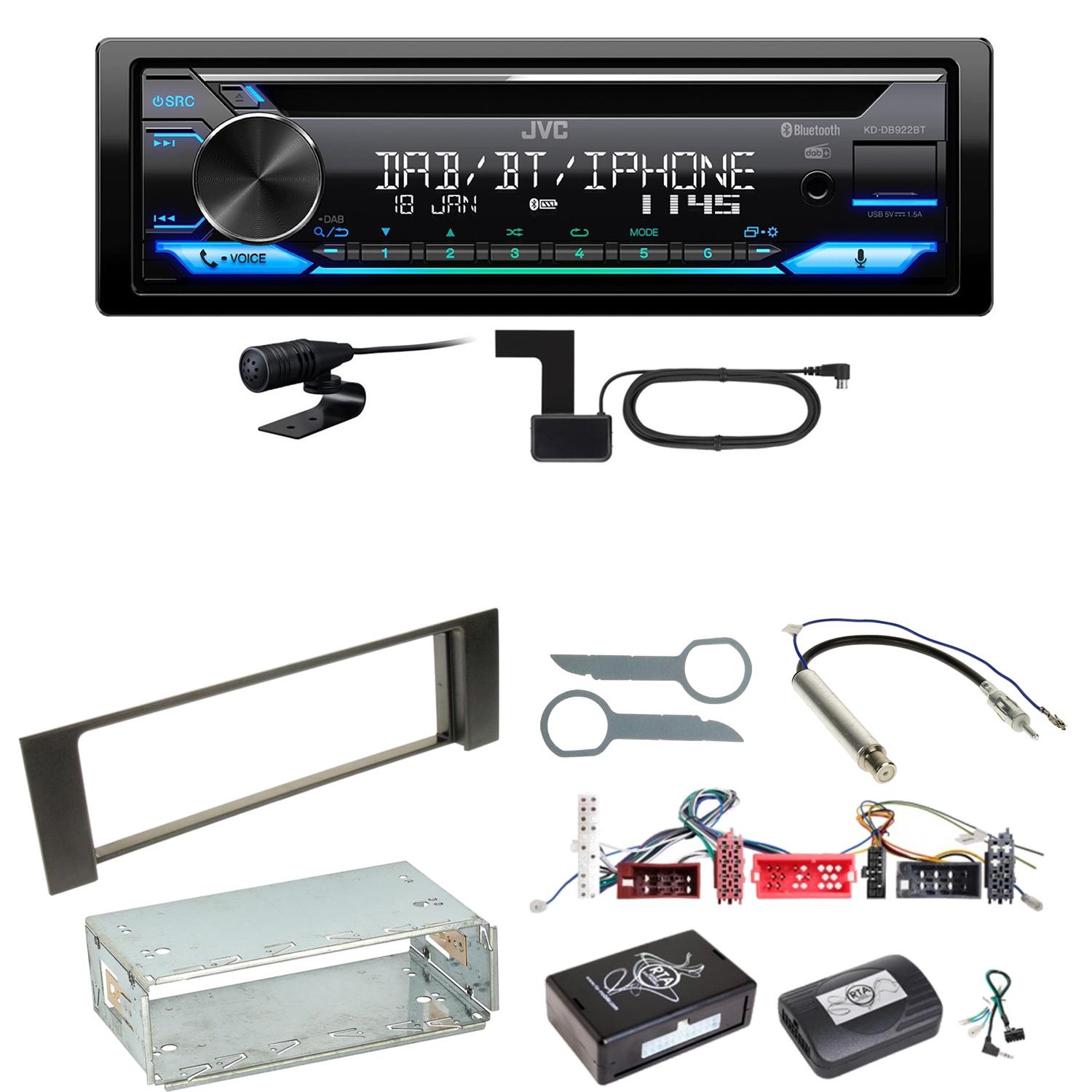 JVC KD-DB922BT Bluetooth Digitalradio USB CD Einbauset für Audi A4 B6 B7