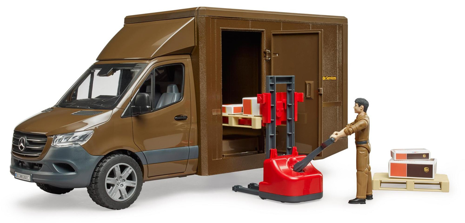 Bruder MB Sprinter UPS met chauffeur en accessoires modelnummer 2678