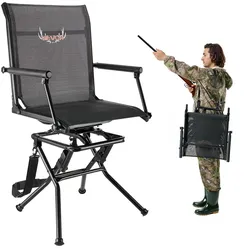 VEVOR Faltstuhl Campingstuhl Anglerstuhl mit Armlehnen & Stahlrahmen & verstellbarem Tragegurt Klappstuhl Gartenstuhl (136 kg belastbar) 360° geräuschlos drehbar, für Picknick Garten Outdoor