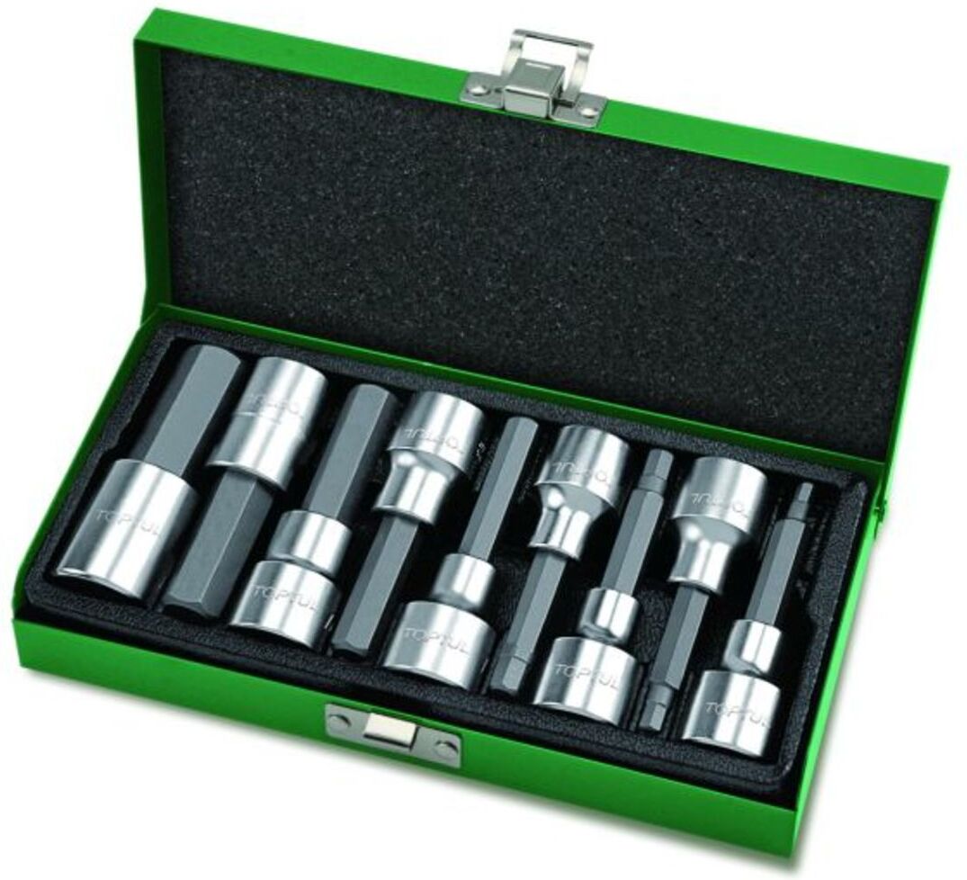 6-Kant-Stecknusssatz TOPTUL 1/2 zoll 9 Stk 4, 5, 6, 7, 8, 10, 12, 14, 17 mm 80mm