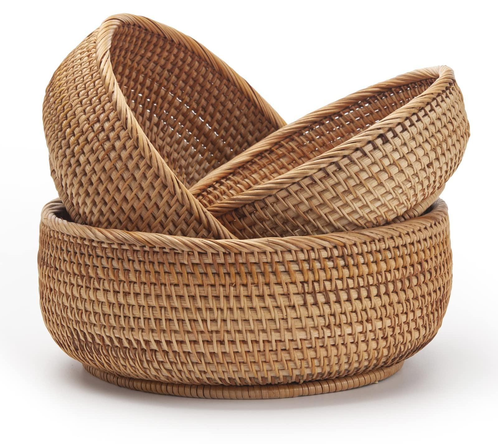 Dripio Set van 3 Stapelbare Rieten Opbergmanden met Open Weave
