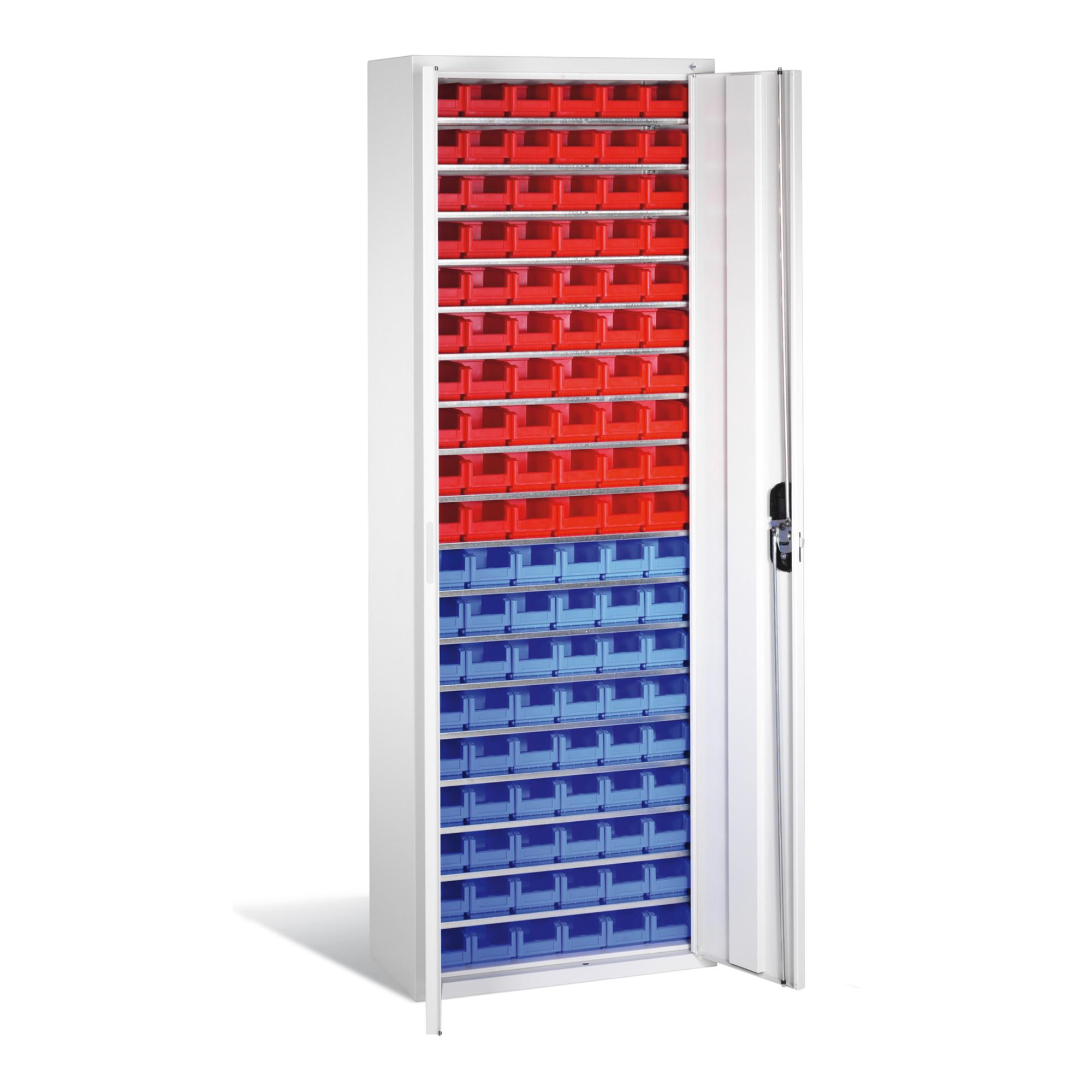 C+P Magazinschrank mit 114 Sichtlagerkästen, H1980xB700xT300mm Front Lichtgrau Korpus Lichtgrau ; C + P Möbelsysteme (133113-23|S10057)