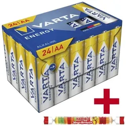 Varta 24er-Pack Batterien »Energy« Mignon / AA / LR06 inkl. Fruchtgummi »Mega Roulette