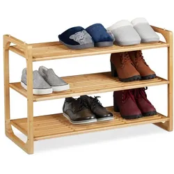 Relaxdays Schuhregal Bambus stapelbar Hellbraun