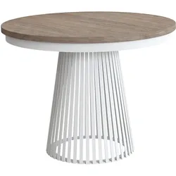 ESSTISCH Lumi, Runder, ausziehbar auf 180 cm, mit Metallbeinen, Walnussfarben+Weiß