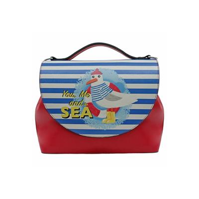 Henkeltasche DOGO "Handy Umhängetasche You, Me And The Sea Schultertasche", Damen, Gr. B/H/T: 24cm x 12cm onesize, rot, Kunstleder, Taschen, Handgefertigt