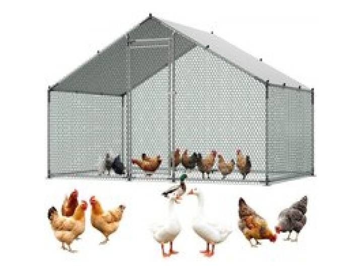 VEVOR kippenhok, 3x2x2 m inloopren met overkapping, kippenhok met torendak en veiligheidsslot, eenden- en konijnenhok, pluimveeverblijf voor achtertuin, boerderij of erf