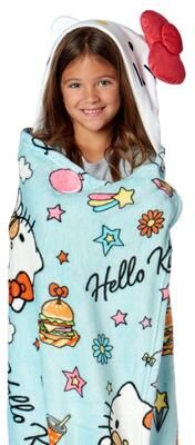 Sanrio Hello Kitty World of Kitty Hooded 3D Sculpted Hood Silk Touch Throw Blanket