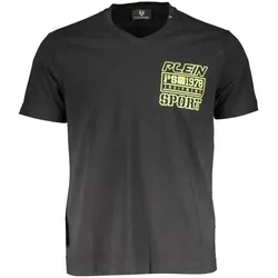 Plein Sport, Herren, Sportshirt, Black Cotton Men T-Shirt (S), Schwarz
