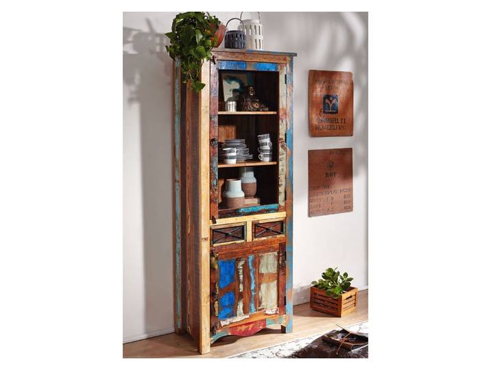 Vitrine Altholz 73x45x200 mehrfarbig lackiert NATURE OF SPIRIT #115