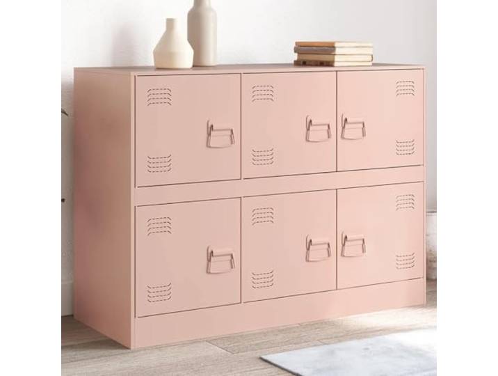 RJPLMFV Anrichte, Rosa, 99 x 39 x 73 cm, Stahl 6 Griffe, praktische Aufbewahrung, einfache Reinigung, Wandmontage erforderlich