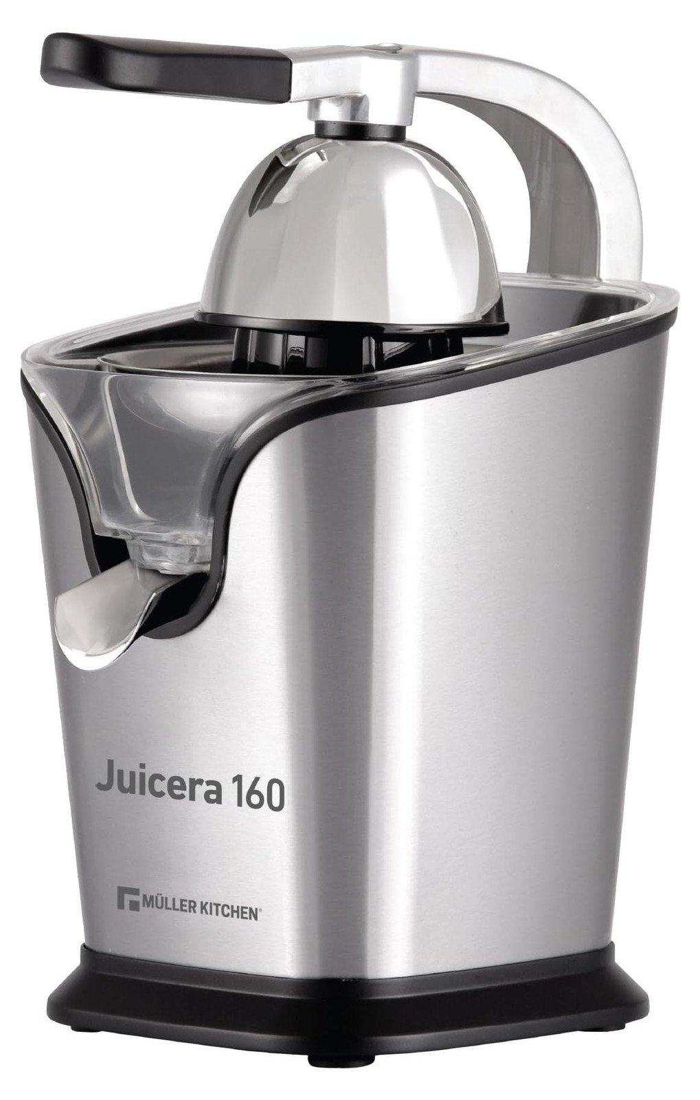 Dripio Citruspers met 160W, roestvrijstalen filter, 2 kegelvormen en hendel