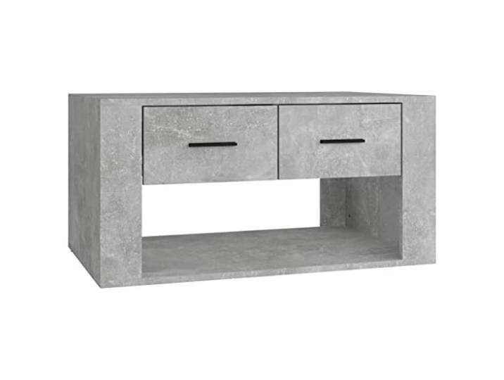 KGFHERENB Couchtisch Betongrau 80x50x40 cm Holzwerkstoff mit 2 Schubladen Moderner Wohnzimmertisch mit Stauraum für Zeitschriften, Fernbedienungen und Snacks im eleganten Design.