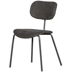 Esszimmerstuhl Link aus Stoff, modernes Design, Dunkelgrau, weich gepolstert, Metallgestell