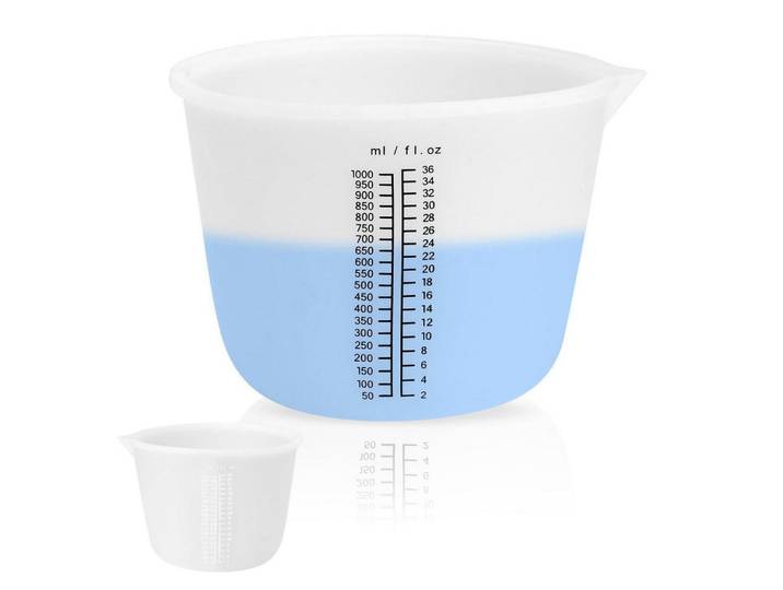 Messbecher Silikon 1 L mit Skala, Weiß, Kunststoff, Backen & Backzubehör, Messbecher