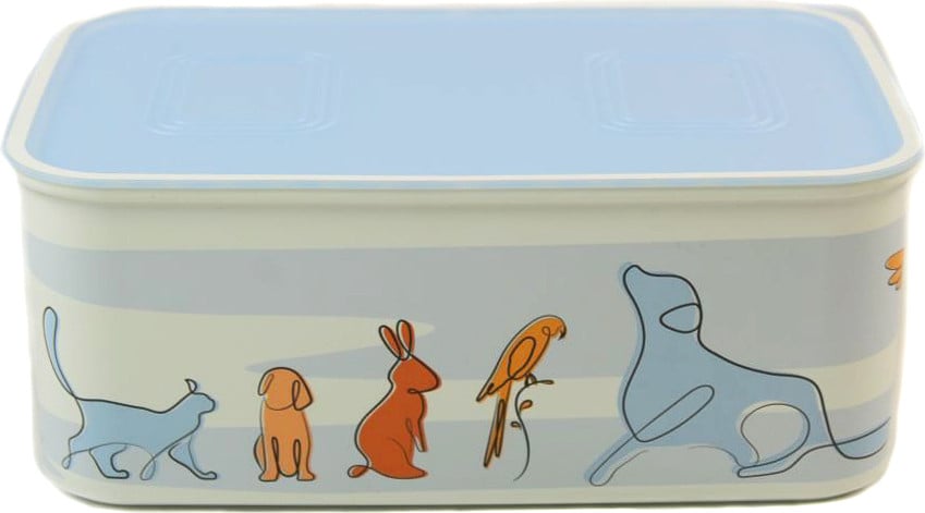Tupperware Quadro bewaardoos met dierenprint, 2,9 liter, lichtblauw/wit
