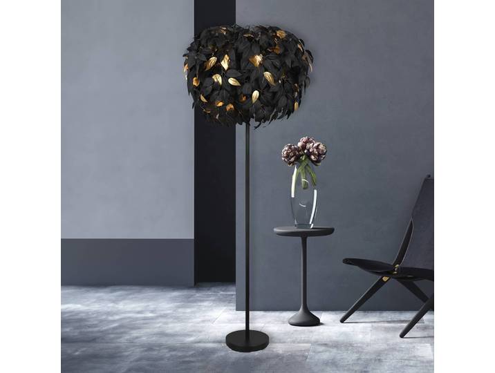 Reality Leuchten Stehlampe Leavy, schwarz, für Wohn- / Esszimmer, Kunststoff, Stehlampe