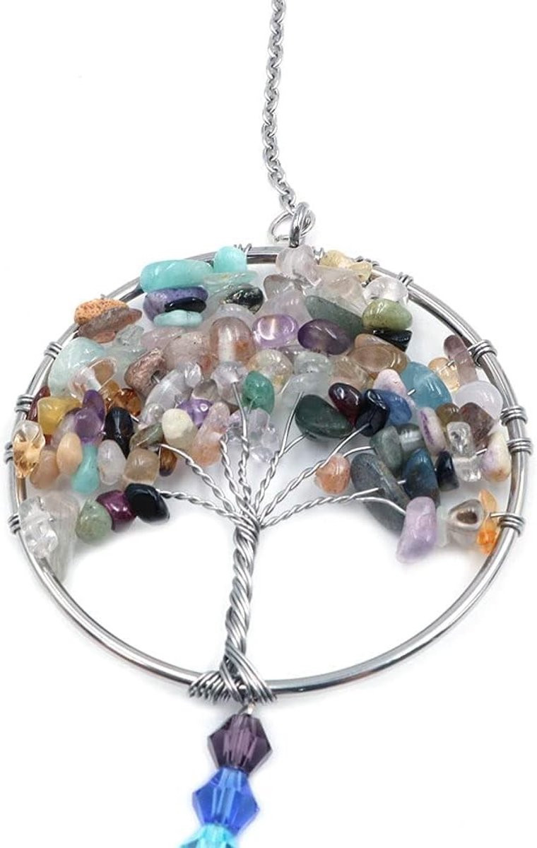 Dailygoods Wind Chime Kristallen Regenboog Hanger - Decoratie voor in de woonkamer - Feng Shui Levensboom Hangend Ornament - 35,5 cm lengte