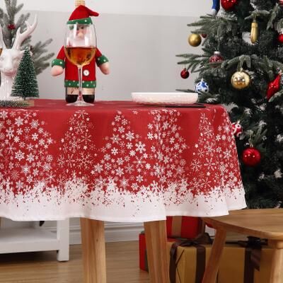 Garvee Festive Xmas Tree Pattern Tablecloth Christmas Decorations Waterproof Seasonal Dining Table Cover