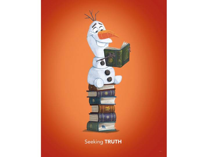 Bild KOMAR Frozen Olaf Reading , bunt (farbe bild(er): bunt), B:40cm H:50cm, Holz, Papier, Bilder, Bild, Wandbild zur Dekoration im Kinderzimmer - ohne Rahmen