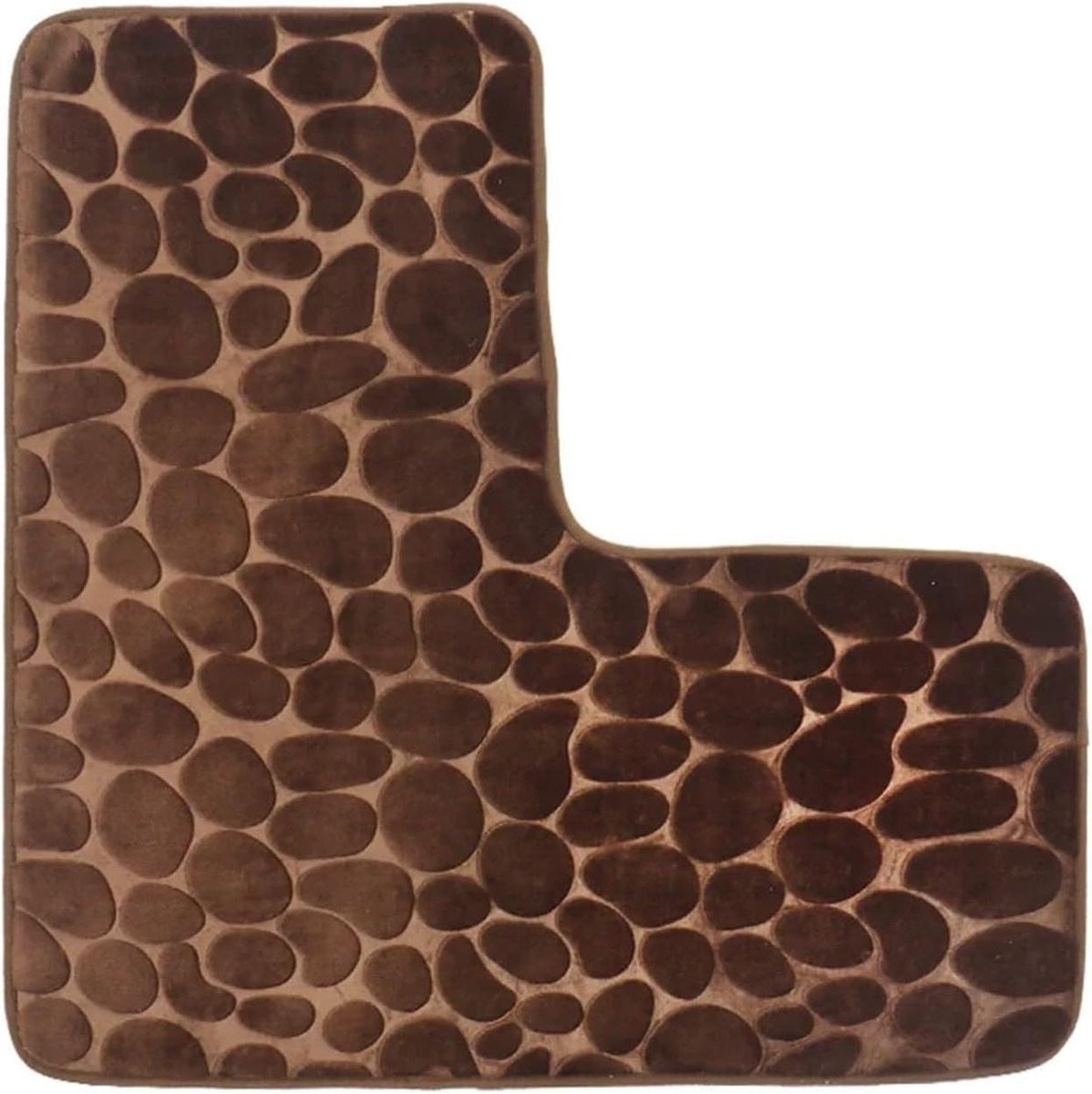 L-vorm Badmat Kiezelmat voor Badkamer en Keuken - Koffie - 80 x 80 cm